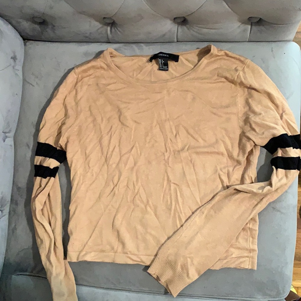 Striped detail cropped sweater